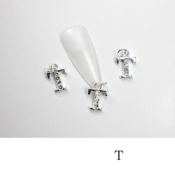 PandaHall Alloy Rhinestone Cabochons, Nail Art Decoration Accessories, with Jump Ring, Letter, Platinum, Letter.T, 11~14x5~12mm..., Clear
PandaHall Alloy Rhinestone Cabochons, Nail Art Decoration Accessories, with Jump Ring, Letter, Platinum, Letter.T, 11~14x5~12mm..., Clear