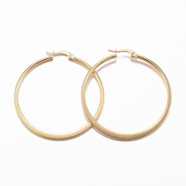 PandaHall 304 Stainless Steel Big Hoop Earrings, Hypoallergenic Earrings, Flat Ring Shape, Golden, 47x44x1~2mm, Pin: 1x0.8mm 304 Stainless...
PandaHall 304 Stainless Steel Big Hoop Earrings, Hypoallergenic Earrings, Flat Ring Shape, Golden, 47x44x1~2mm, Pin: 1x0.8mm 304 Stainless...
