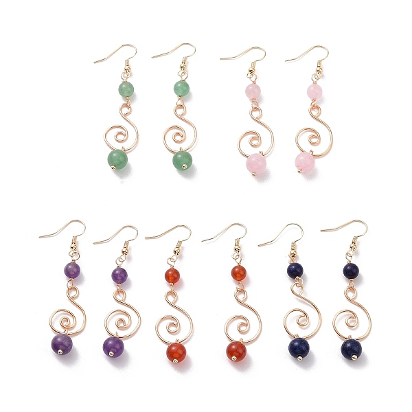 PandaHall Natural Mixed Stone Dangle Earrings, Light Gold Tone Copper Wire Wrapped Earrings for Women, 66mm, Pin: 0.8mm Mixed Stone
PandaHall Natural Mixed Stone Dangle Earrings, Light Gold Tone Copper Wire Wrapped Earrings for Women, 66mm, Pin: 0.8mm Mixed Stone