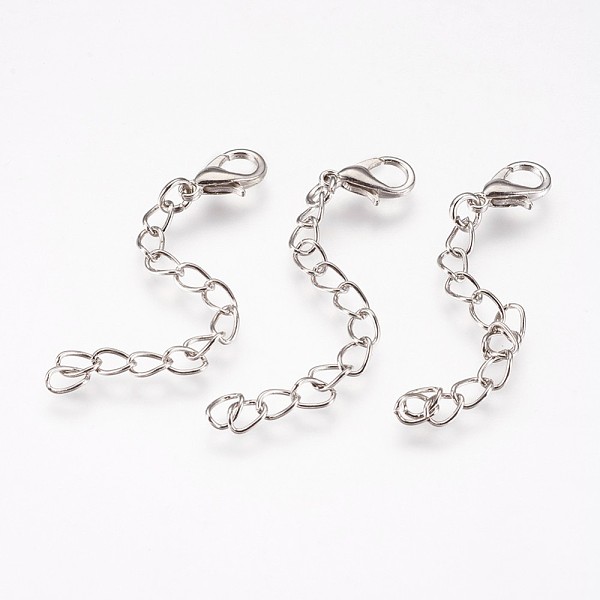 PandaHall Iron Chain Extender, with Alloy Lobster Claw Clasps, Rack Plating, Platinum, 60~68x3.5mm, Clasp: 12x7x3mm Iron
PandaHall Iron Chain Extender, with Alloy Lobster Claw Clasps, Rack Plating, Platinum, 60~68x3.5mm, Clasp: 12x7x3mm Iron