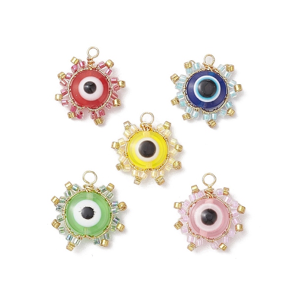 PandaHall Seed Beads Pendants, with Resin Beads and Copper Wire, Sun with Evil Eye, Mixed Color, 18.5~20x18~19x5~6mm, Hole: 1.8~2.2mm Glass..., Multicolor
PandaHall Seed Beads Pendants, with Resin Beads and Copper Wire, Sun with Evil Eye, Mixed Color, 18.5~20x18~19x5~6mm, Hole: 1.8~2.2mm Glass..., Multicolor