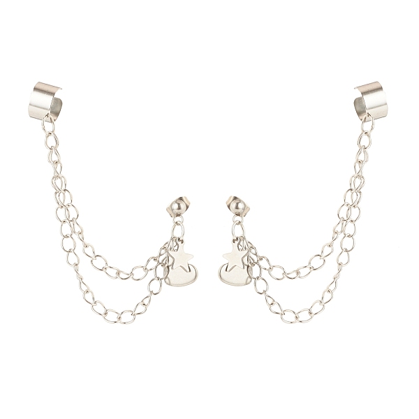 PandaHall 304 Stainless Steel Safety Chains Dangle Stud Earrings with Ear Cuff, Heart and Star Drop Earrings for Women, Stainless Steel...
PandaHall 304 Stainless Steel Safety Chains Dangle Stud Earrings with Ear Cuff, Heart and Star Drop Earrings for Women, Stainless Steel...