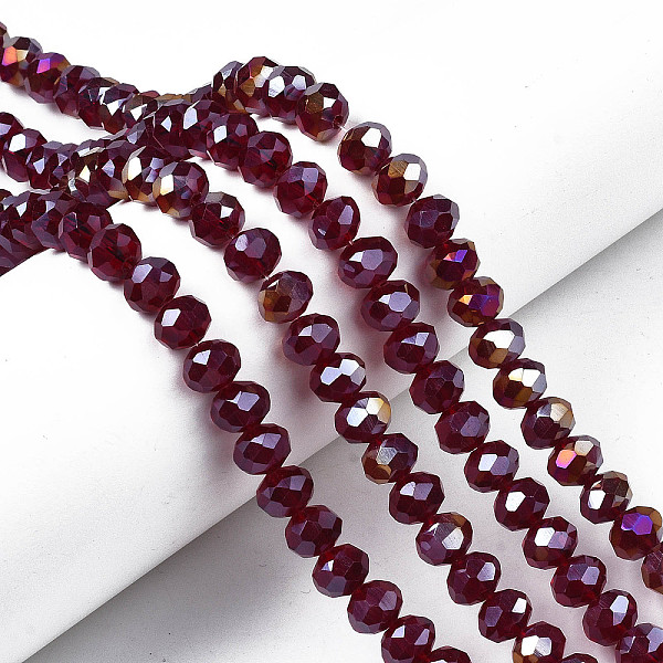 PandaHall Electroplate Glass Beads Strands, AB Color Plated, Faceted, Rondelle, Dark Red, 6x5mm, Hole: 1mm, about 83~85pcs/strand, 38~39cm...
PandaHall Electroplate Glass Beads Strands, AB Color Plated, Faceted, Rondelle, Dark Red, 6x5mm, Hole: 1mm, about 83~85pcs/strand, 38~39cm...