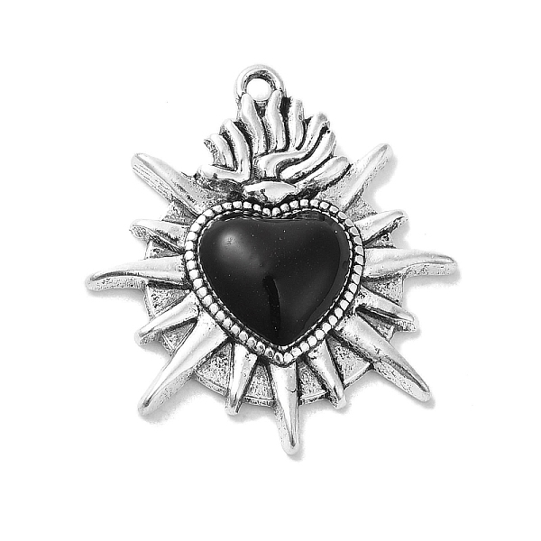 PandaHall Alloy Enamel Pendants, Antique Silver, Sacred Heart Charm, Black, 26x24x4mm, Hole: 1.5mm Alloy+Enamel Heart Black
PandaHall Alloy Enamel Pendants, Antique Silver, Sacred Heart Charm, Black, 26x24x4mm, Hole: 1.5mm Alloy+Enamel Heart Black