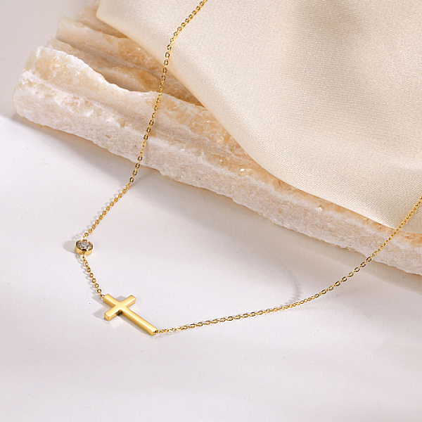 PandaHall Stainless Steel Cross Pendant Necklace, with Cubic Zirconia, Golden, 15.75~17.72 inch(40~45cm) Stainless Steel Cross
PandaHall Stainless Steel Cross Pendant Necklace, with Cubic Zirconia, Golden, 15.75~17.72 inch(40~45cm) Stainless Steel Cross