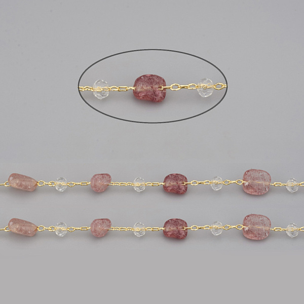 PandaHall 3.28 Feet Handmade Natural Strawberry Quartz Beaded Chains, with Rondelle Glass Beads and Golden Brass Cable Chains, Long-Lasting..., Clear
PandaHall 3.28 Feet Handmade Natural Strawberry Quartz Beaded Chains, with Rondelle Glass Beads and Golden Brass Cable Chains, Long-Lasting..., Clear