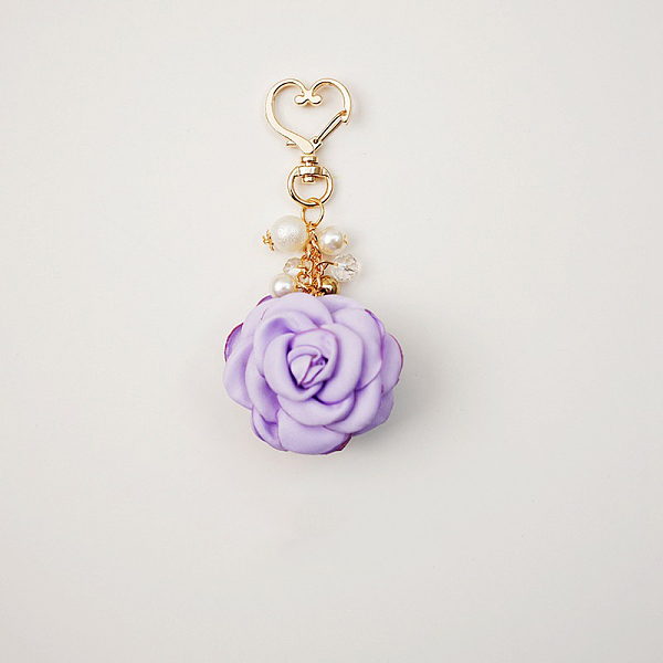 PandaHall Satin Rose Pendant Decorations, with Heart Lobster Claw Clasps, Lavender, 105mm Cloth Flower Purple
PandaHall Satin Rose Pendant Decorations, with Heart Lobster Claw Clasps, Lavender, 105mm Cloth Flower Purple