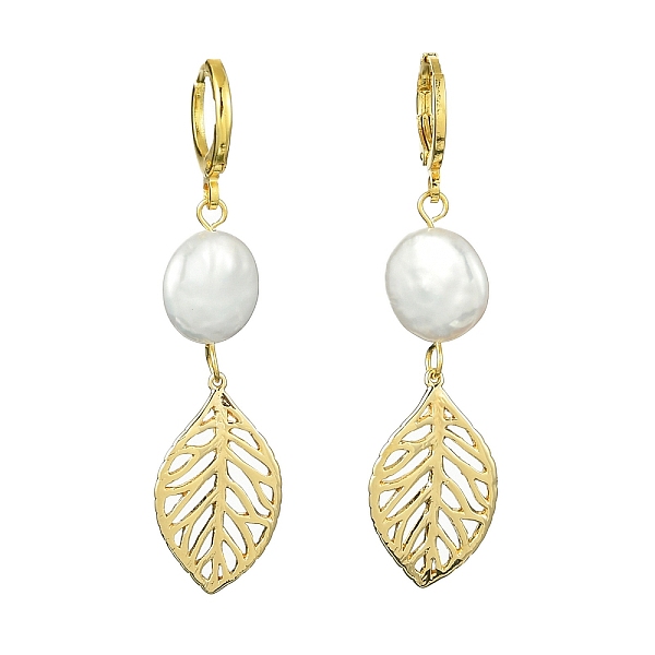 PandaHall Natural Pearl Dangle Leverback Earrings, Brass Hollow Leaf Long Drop Earrings, Golden, 54x13mm Pearl Leaf White
PandaHall Natural Pearl Dangle Leverback Earrings, Brass Hollow Leaf Long Drop Earrings, Golden, 54x13mm Pearl Leaf White