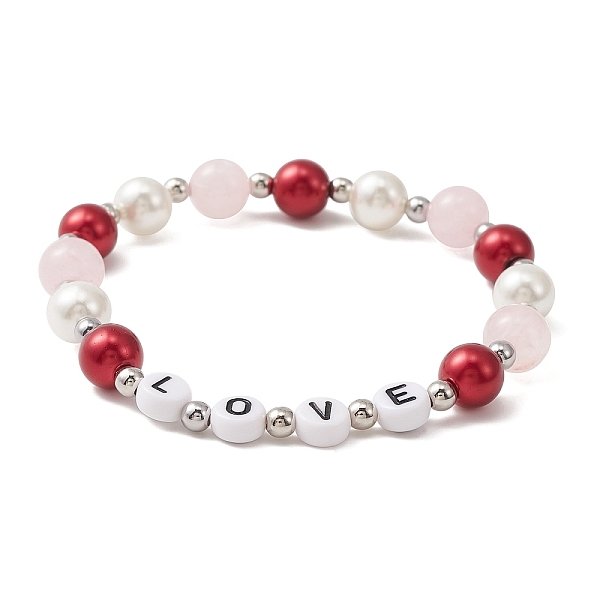 PandaHall Shell Pearl & Rose Quartz & Acrylic Beaded Stretch Bracelet, Word Love Bracelet for Valentine's Day, Red, Inner Diameter: 2 inch...
PandaHall Shell Pearl & Rose Quartz & Acrylic Beaded Stretch Bracelet, Word Love Bracelet for Valentine's Day, Red, Inner Diameter: 2 inch...