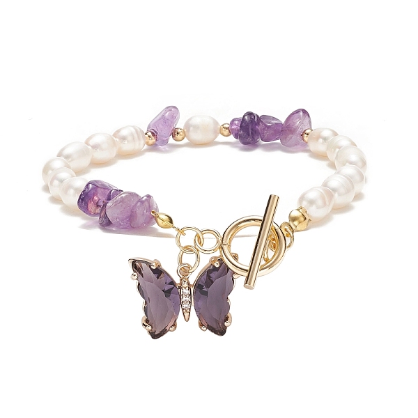 PandaHall Glass Butterfly Charm Bracelet with Clear Cubic Zirconia, Natural Amethyst Chips & Pearl Beaded Bracelet for Women, 7-5/8 inch...
PandaHall Glass Butterfly Charm Bracelet with Clear Cubic Zirconia, Natural Amethyst Chips & Pearl Beaded Bracelet for Women, 7-5/8 inch...