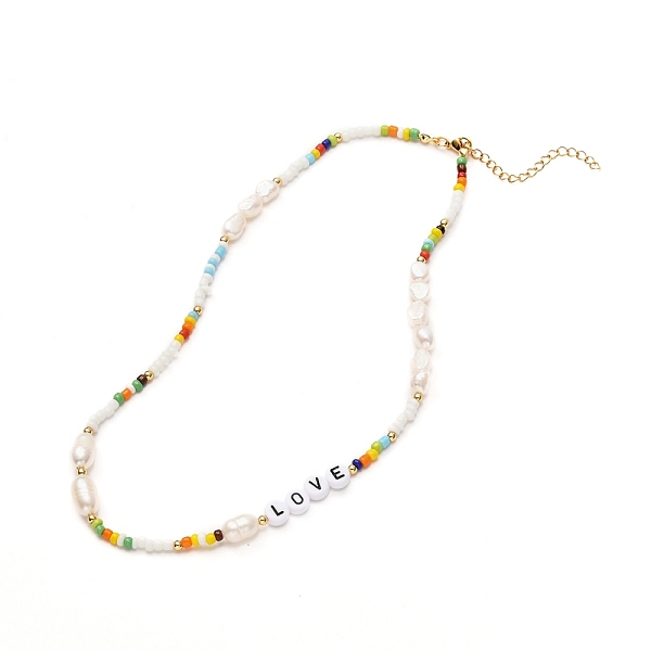 PandaHall Love Beaded Necklace for Teen Girl Women, Glass Seed & Acrylic & Natural Pearl Beads Necklace, Colorful, 16.02 inch(40.7cm) Pearl
PandaHall Love Beaded Necklace for Teen Girl Women, Glass Seed & Acrylic & Natural Pearl Beads Necklace, Colorful, 16.02 inch(40.7cm) Pearl