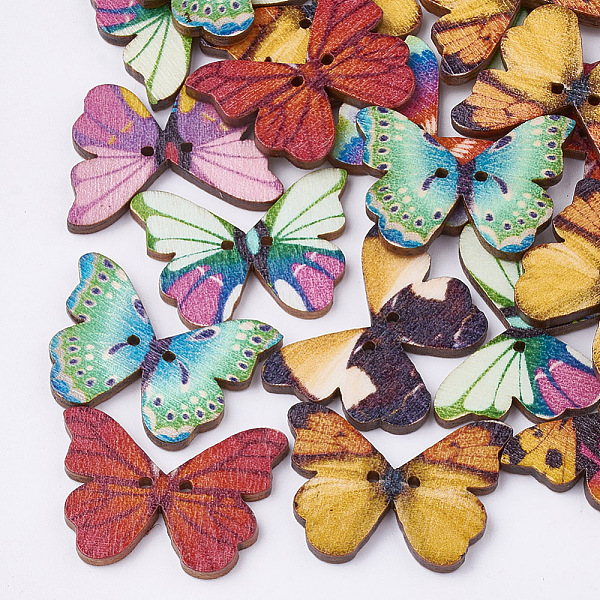 PandaHall 2-Hole Printed Wooden Buttons, Lead Free, Butterfly, Mixed Color, 20.5x28x3mm, Hole: 2mm Wood Butterfly Multicolor
PandaHall 2-Hole Printed Wooden Buttons, Lead Free, Butterfly, Mixed Color, 20.5x28x3mm, Hole: 2mm Wood Butterfly Multicolor