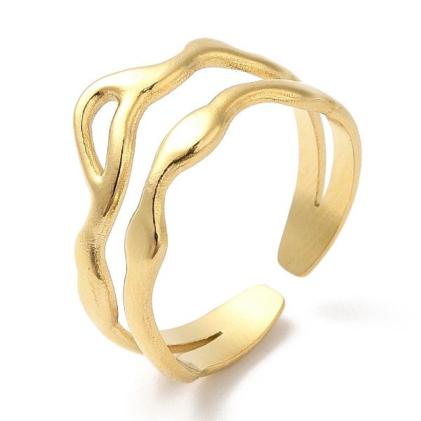 PandaHall 304 Stainless Steel Hollow Wave Open Cuff Ring for Women, Real 14K Gold Plated, Inner Diameter: 17mm 304 Stainless Steel
PandaHall 304 Stainless Steel Hollow Wave Open Cuff Ring for Women, Real 14K Gold Plated, Inner Diameter: 17mm 304 Stainless Steel