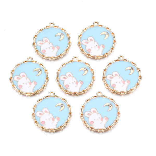 PandaHall Alloy Enamel Pendants, with Crystal Rhinestone, Cadmium Free & Nickel Free & Lead Free, Light Gold, Flat Round with Rabbit & Moon...
PandaHall Alloy Enamel Pendants, with Crystal Rhinestone, Cadmium Free & Nickel Free & Lead Free, Light Gold, Flat Round with Rabbit & Moon...