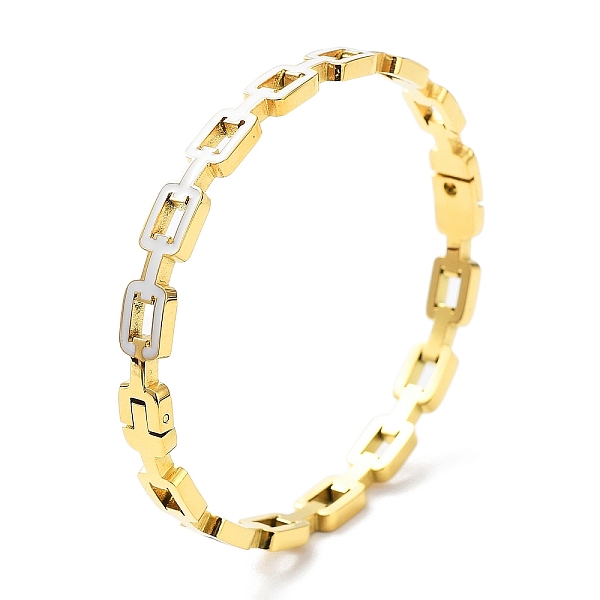 PandaHall Ion Plating(IP) 304 Stainless Steel Hollow Rectangle Bangles, Hinged Bangle with Enamel, Golden, Inner Diameter: 2-1/4 inch(5.2cm)..., White
PandaHall Ion Plating(IP) 304 Stainless Steel Hollow Rectangle Bangles, Hinged Bangle with Enamel, Golden, Inner Diameter: 2-1/4 inch(5.2cm)..., White