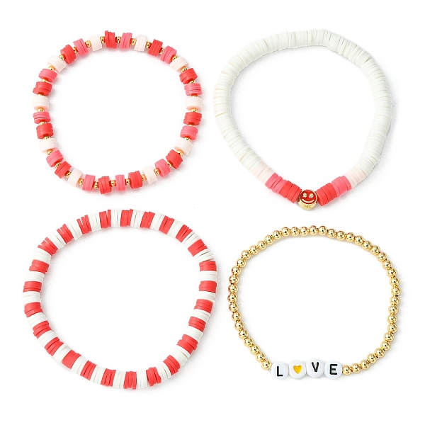 PandaHall 4Pcs 4 Style Polymer Clay Heishi Surfer Stretch Bracelets Set, Smiling Face & Word Love Brass Adjutable Bracelets for Valentine's..., Red
PandaHall 4Pcs 4 Style Polymer Clay Heishi Surfer Stretch Bracelets Set, Smiling Face & Word Love Brass Adjutable Bracelets for Valentine's..., Red