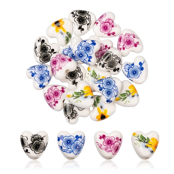 PandaHall 20Pcs 4 Color Handmade Porcelain Ceramic Beads, Flower Printed, Heart, Mixed Color, 15x15x7mm, Hole: 3mm, 5pcs/color Porcelain..., Multicolor
PandaHall 20Pcs 4 Color Handmade Porcelain Ceramic Beads, Flower Printed, Heart, Mixed Color, 15x15x7mm, Hole: 3mm, 5pcs/color Porcelain..., Multicolor