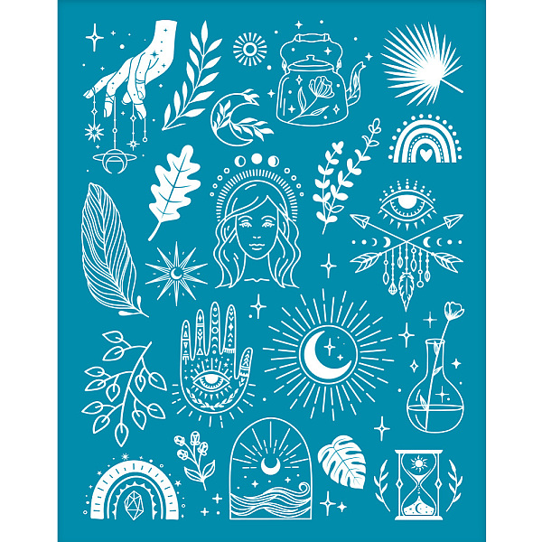 PandaHall OLYCRAFT 4x5 Inch Clay Stencils Boho Silk Screen for Polymer Mystical Silk Screen Stencils Mesh Transfer Stencils Women Moon Eye..., Cyan
PandaHall OLYCRAFT 4x5 Inch Clay Stencils Boho Silk Screen for Polymer Mystical Silk Screen Stencils Mesh Transfer Stencils Women Moon Eye..., Cyan