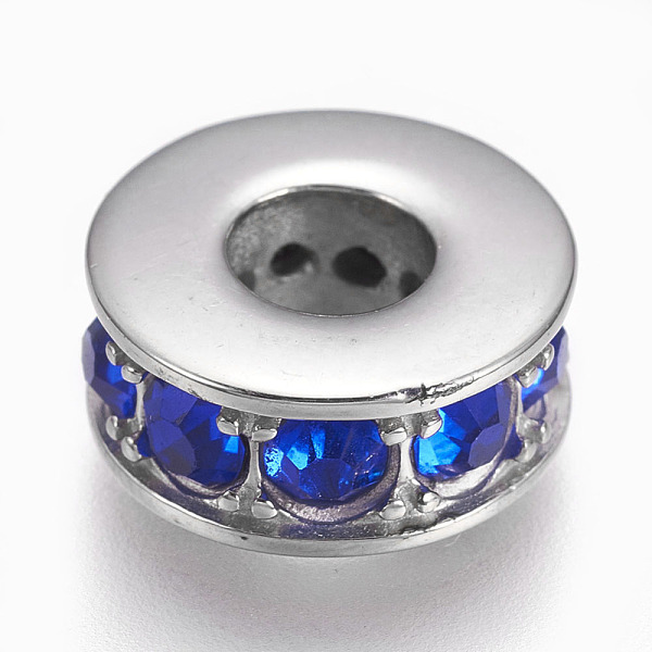 PandaHall 304 Stainless Steel Beads, with Cubic Zirconia, Large Hole Beads, Flat Round, Stainless Steel Color, Blue, 14x6mm, Hole: 5.5~6mm...
PandaHall 304 Stainless Steel Beads, with Cubic Zirconia, Large Hole Beads, Flat Round, Stainless Steel Color, Blue, 14x6mm, Hole: 5.5~6mm...