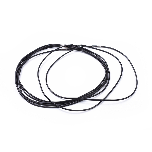 PandaHall Rubber Necklace Cord with Brass Findings, Black, about 2mm in diameter, 17 inch long Nylon Black
PandaHall Rubber Necklace Cord with Brass Findings, Black, about 2mm in diameter, 17 inch long Nylon Black