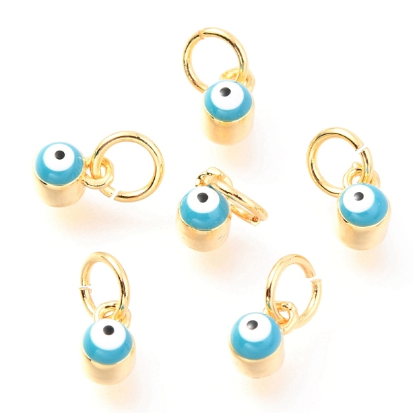 PandaHall Brass Enamel Pendants, Long-Lasting Plated, Real 18K Gold Plated, with Jump Rings, Column with Evil Eye, Light Green, 5x3.5x4.5mm...
PandaHall Brass Enamel Pendants, Long-Lasting Plated, Real 18K Gold Plated, with Jump Rings, Column with Evil Eye, Light Green, 5x3.5x4.5mm...