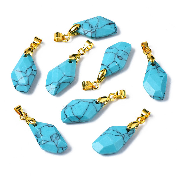 PandaHall Synthetic Turquoise Pendants, with Light Gold Brass Findings, Faceted, Electroplate, Polygon, 19.5x11.5x5.5mm, Hole: 3.5x4mm...
PandaHall Synthetic Turquoise Pendants, with Light Gold Brass Findings, Faceted, Electroplate, Polygon, 19.5x11.5x5.5mm, Hole: 3.5x4mm...