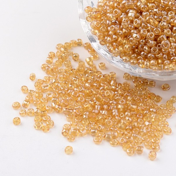 PandaHall Round Glass Seed Beads, Trans. Colours Lustered, Pale Goldenrod, Size: about 3mm in diameter, hole: 1mm, about 1097pcs/50g Glass..., Yellow
PandaHall Round Glass Seed Beads, Trans. Colours Lustered, Pale Goldenrod, Size: about 3mm in diameter, hole: 1mm, about 1097pcs/50g Glass..., Yellow