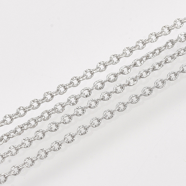 PandaHall Brass Cable Chains, Textured, Unwelded, with Spool, Oval, Platinum, 2x1.5x0.5mm, about 328.08 Feet(100m)/roll Brass
PandaHall Brass Cable Chains, Textured, Unwelded, with Spool, Oval, Platinum, 2x1.5x0.5mm, about 328.08 Feet(100m)/roll Brass