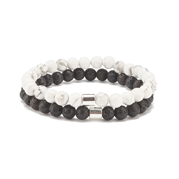 PandaHall 2Pcs Natural Lava Rock & Howlite Round Beaded Stretch Bracelets Set with Synthetic Hematite Column, Gemstone Jewelry for Women...
PandaHall 2Pcs Natural Lava Rock & Howlite Round Beaded Stretch Bracelets Set with Synthetic Hematite Column, Gemstone Jewelry for Women...
