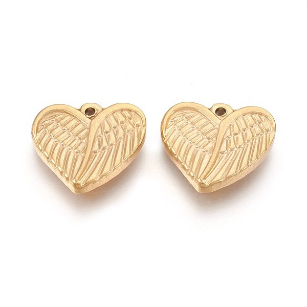 PandaHall 304 Stainless Steel Pendants, Ion Plating (IP), Heart with Wing, Golden, 16x18x3.5mm, Hole: 1.5mm 304 Stainless Steel Heart
PandaHall 304 Stainless Steel Pendants, Ion Plating (IP), Heart with Wing, Golden, 16x18x3.5mm, Hole: 1.5mm 304 Stainless Steel Heart