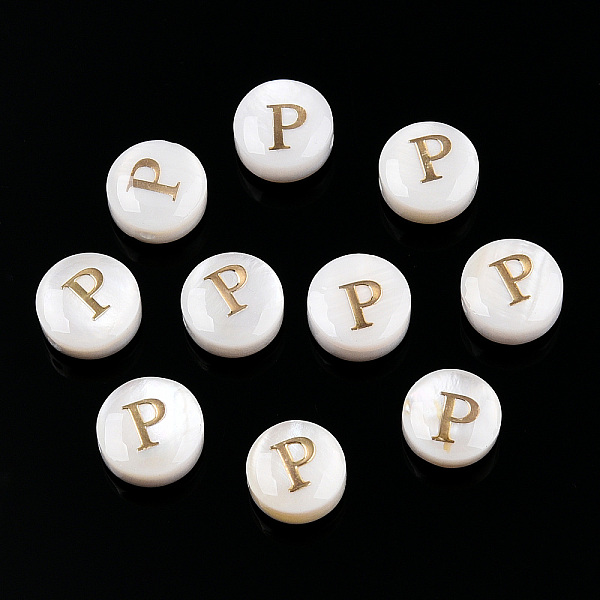 PandaHall Natural Freshwater Shell Beads, with Golden Plated Brass Etched Metal Embellishments, Flat Round with Letter, Letter P...
PandaHall Natural Freshwater Shell Beads, with Golden Plated Brass Etched Metal Embellishments, Flat Round with Letter, Letter P...