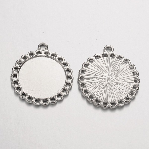 PandaHall Tibetan Style Pendant Cabochon Settings, Cadmium Free & Lead Free, Flat Round, Platinum, 30x26x2mm, Hole: 3mm Alloy Flat Round
PandaHall Tibetan Style Pendant Cabochon Settings, Cadmium Free & Lead Free, Flat Round, Platinum, 30x26x2mm, Hole: 3mm Alloy Flat Round
