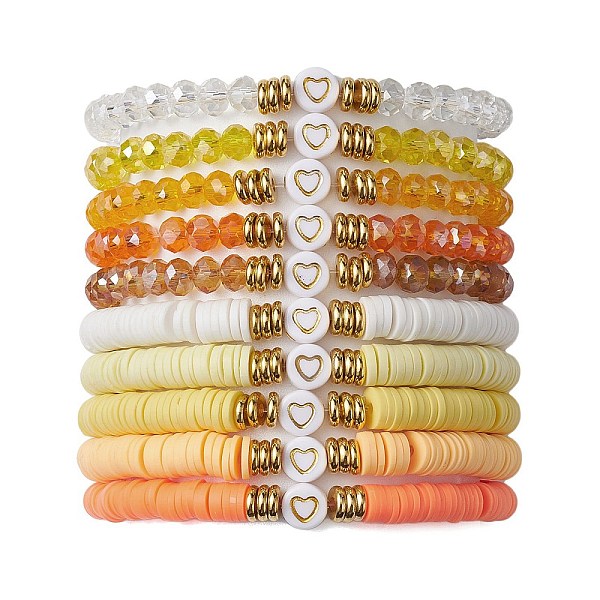 PandaHall 10Pcs Polymer Clay Disc & Glass & Brass Beaded Stretch Bracelets Set, Heart Stackable Bracelets, Yellow, Inner Diameter: 2-1/8...
PandaHall 10Pcs Polymer Clay Disc & Glass & Brass Beaded Stretch Bracelets Set, Heart Stackable Bracelets, Yellow, Inner Diameter: 2-1/8...