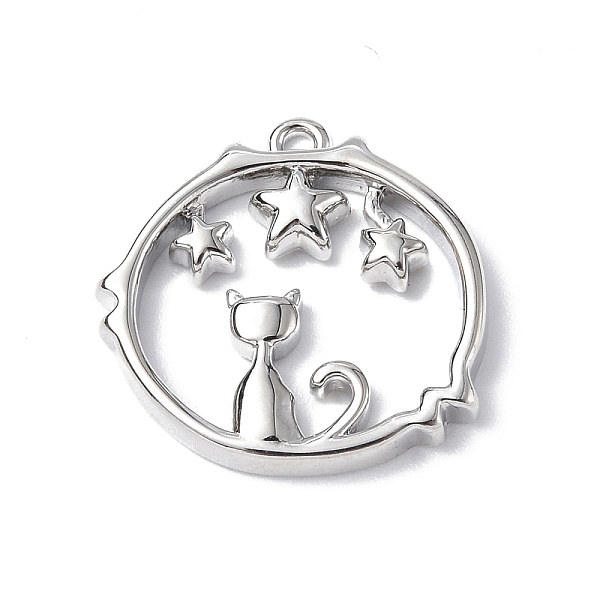 PandaHall Brass Pendants, Round Ring with Cat & Star Charm, Real Platinum Plated, 16x16x2mm, Hole: 1mm Brass Ring
PandaHall Brass Pendants, Round Ring with Cat & Star Charm, Real Platinum Plated, 16x16x2mm, Hole: 1mm Brass Ring