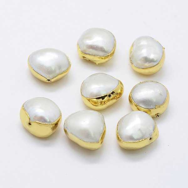 PandaHall Natural Cultured Freshwater Pearl Beads, Edge Golden Plated, Potato, Golden, 10~12x10~13x6~9mm, Hole: 0.5mm Pearl Potato White
PandaHall Natural Cultured Freshwater Pearl Beads, Edge Golden Plated, Potato, Golden, 10~12x10~13x6~9mm, Hole: 0.5mm Pearl Potato White