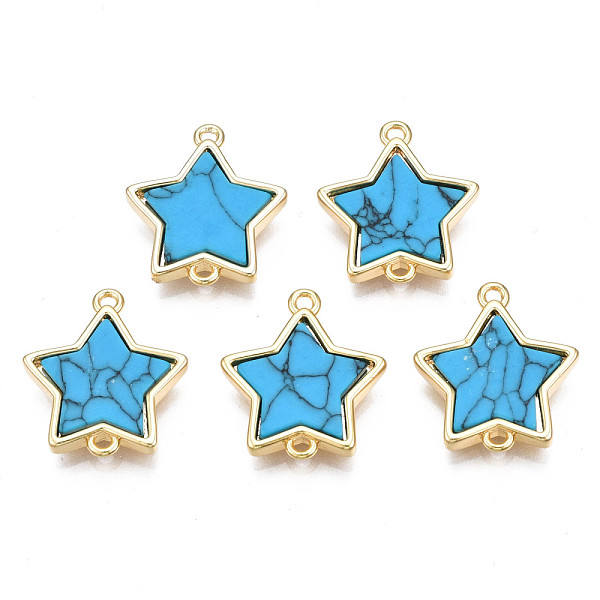 PandaHall Brass Connector Charms, with Synthetic Turquoise, Cadmium Free & Nickel Free & Lead Free, Real 18K Gold Plated, Star, Deep Sky...
PandaHall Brass Connector Charms, with Synthetic Turquoise, Cadmium Free & Nickel Free & Lead Free, Real 18K Gold Plated, Star, Deep Sky...