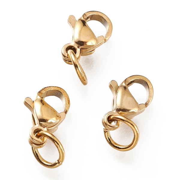 PandaHall Ion Plating(IP) 304 Stainless Steel Lobster Claw Clasps, With Jump Ring, Golden, 9x5.5x3.5mm, Hole: 3mm, Jump Ring: 5x0.6mm 304...
PandaHall Ion Plating(IP) 304 Stainless Steel Lobster Claw Clasps, With Jump Ring, Golden, 9x5.5x3.5mm, Hole: 3mm, Jump Ring: 5x0.6mm 304...