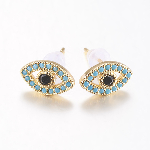 PandaHall Brass Micro Pave Cubic Zirconia Ear Studs, Lead Free & Cadmium Free, Horse Eye, Light Sky Blue, Golden, 7x11x1.5mm, Pin: 0.8mm...
PandaHall Brass Micro Pave Cubic Zirconia Ear Studs, Lead Free & Cadmium Free, Horse Eye, Light Sky Blue, Golden, 7x11x1.5mm, Pin: 0.8mm...