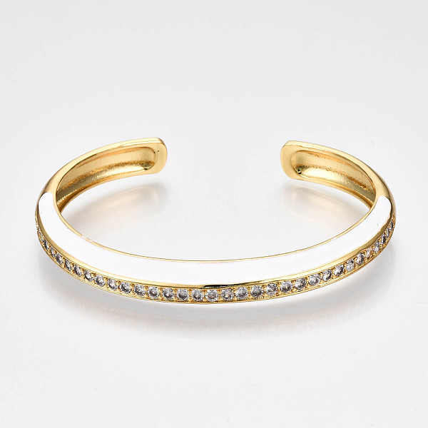 PandaHall Brass Micro Pave Clear Cubic Zirconia Cuff Bangles, with Enamel, Nickel Free, Real 16K Gold Plated, Creamy White, Inner Diameter...
PandaHall Brass Micro Pave Clear Cubic Zirconia Cuff Bangles, with Enamel, Nickel Free, Real 16K Gold Plated, Creamy White, Inner Diameter...