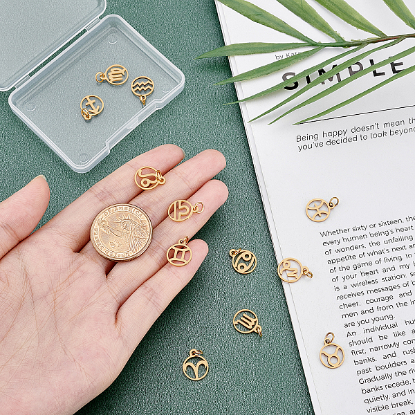 PandaHall Unicraftale 201 Stainless Steel Charms, Laser Cut, with Jump Rings, Ring with 12 Constellations, Golden, 13x10.5x1mm, Hole: 3mm...
PandaHall Unicraftale 201 Stainless Steel Charms, Laser Cut, with Jump Rings, Ring with 12 Constellations, Golden, 13x10.5x1mm, Hole: 3mm...