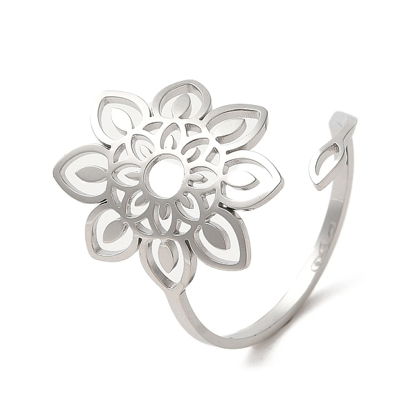 PandaHall 304 Stainless Steel Open Cuff Ring, Hollow Flower, Stainless Steel Color, Inner Diameter: 20mm 304 Stainless Steel Flower
PandaHall 304 Stainless Steel Open Cuff Ring, Hollow Flower, Stainless Steel Color, Inner Diameter: 20mm 304 Stainless Steel Flower