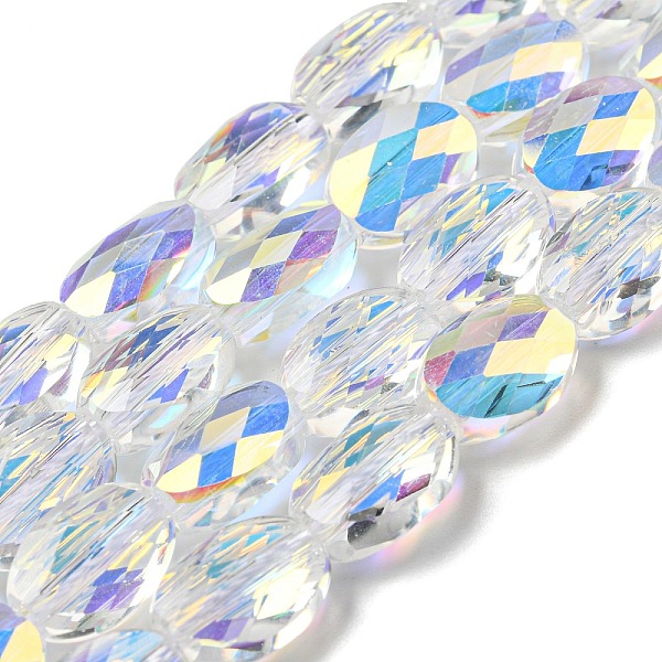 PandaHall Electroplate Glass Beads Strands, AB Color, Faceted, Oval, Clear AB, 10x8x5mm, Hole: 1.2mm, about 37pcs/strand, 15.75 inch(40cm)..., White
PandaHall Electroplate Glass Beads Strands, AB Color, Faceted, Oval, Clear AB, 10x8x5mm, Hole: 1.2mm, about 37pcs/strand, 15.75 inch(40cm)..., White