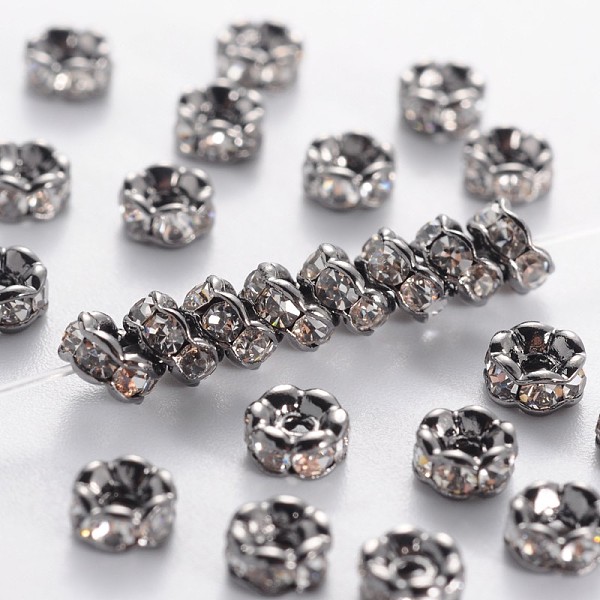 PandaHall Brass Rhinestone Spacer Beads, Grade AAA, Wavy Edge, Nickel Free, Gunmetal, Rondelle, Crystal, 4x2mm, Hole: 1mm Brass+Rhinestone..., Clear
PandaHall Brass Rhinestone Spacer Beads, Grade AAA, Wavy Edge, Nickel Free, Gunmetal, Rondelle, Crystal, 4x2mm, Hole: 1mm Brass+Rhinestone..., Clear