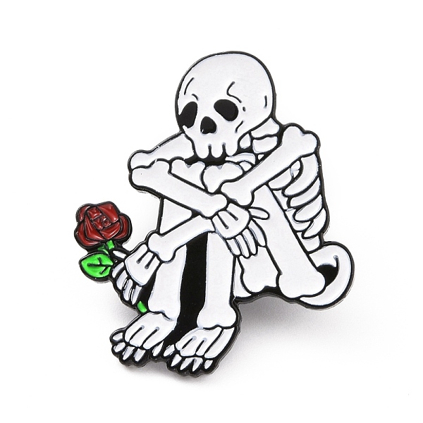 PandaHall Sad Skeleton with Rose Enamel Pin, Electrophoresis Black Plated Alloy Halloween Badge for Backpack Clothes, White, 30.5x25.5x1.5mm...
PandaHall Sad Skeleton with Rose Enamel Pin, Electrophoresis Black Plated Alloy Halloween Badge for Backpack Clothes, White, 30.5x25.5x1.5mm...