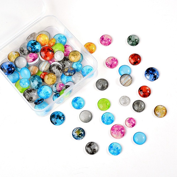 PandaHall Luminous Glass Cabochons, Planet Pattern, Half Round, Mixed Color, 80pcs/box Glass Planet Multicolor
PandaHall Luminous Glass Cabochons, Planet Pattern, Half Round, Mixed Color, 80pcs/box Glass Planet Multicolor