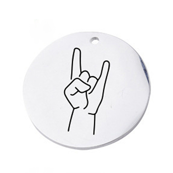 PandaHall 304 Stainless Steel Pendants, ASL Pendants, Flat Round with Gesture Language, Stainless Steel Color, I Love You, 25x2mm, Hole: 2mm...
PandaHall 304 Stainless Steel Pendants, ASL Pendants, Flat Round with Gesture Language, Stainless Steel Color, I Love You, 25x2mm, Hole: 2mm...