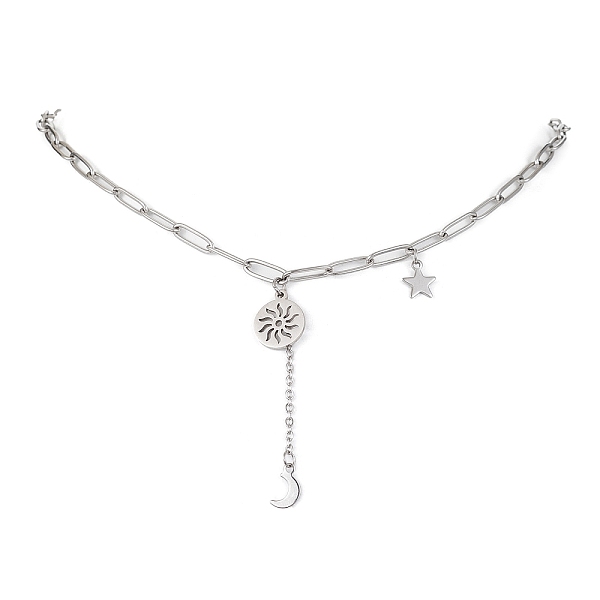 PandaHall Sun & Moon & Star Pendant Necklaces, with 304 Stainless Steel Paperclip Chains, Stainless Steel Color, 17.52 inch(44.5cm) 304...
PandaHall Sun & Moon & Star Pendant Necklaces, with 304 Stainless Steel Paperclip Chains, Stainless Steel Color, 17.52 inch(44.5cm) 304...