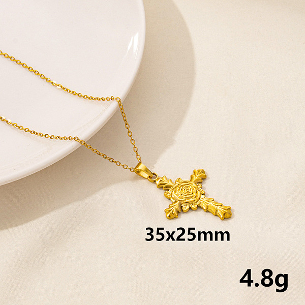 PandaHall Vintage Stainless Steel Cross with Rose Pendant Lock Collarbone Chain Necklace for Women Stainless Steel
PandaHall Vintage Stainless Steel Cross with Rose Pendant Lock Collarbone Chain Necklace for Women Stainless Steel