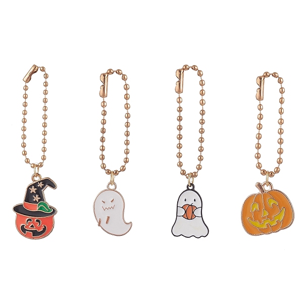 PandaHall Halloween Theme Alloy Enamel Pendant Decorations, with Iron Ball Chains, Pumpkin/Ghost, Mixed Color, 56.5~74.5mm, 4pcs/set....
PandaHall Halloween Theme Alloy Enamel Pendant Decorations, with Iron Ball Chains, Pumpkin/Ghost, Mixed Color, 56.5~74.5mm, 4pcs/set....