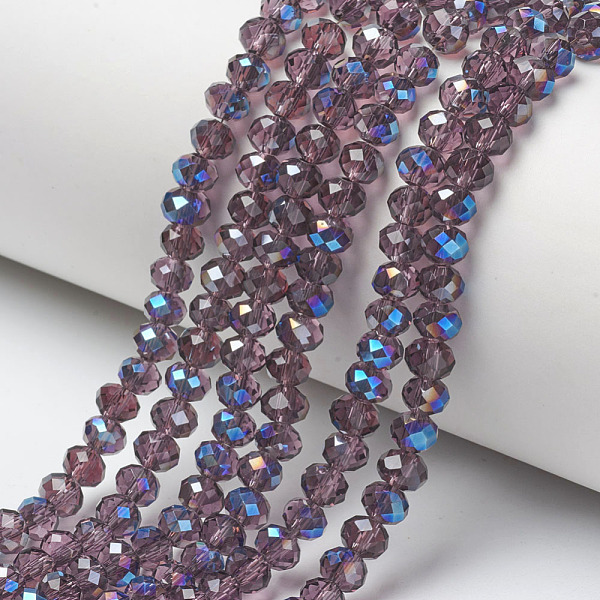 PandaHall Electroplate Glass Beads Strands, Half Plated, Blue Plated, Faceted, Rondelle, Purple, 6x5mm, Hole: 1mm, about 85~88pcs/strand...
PandaHall Electroplate Glass Beads Strands, Half Plated, Blue Plated, Faceted, Rondelle, Purple, 6x5mm, Hole: 1mm, about 85~88pcs/strand...